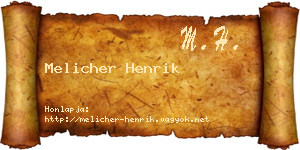 Melicher Henrik névjegykártya